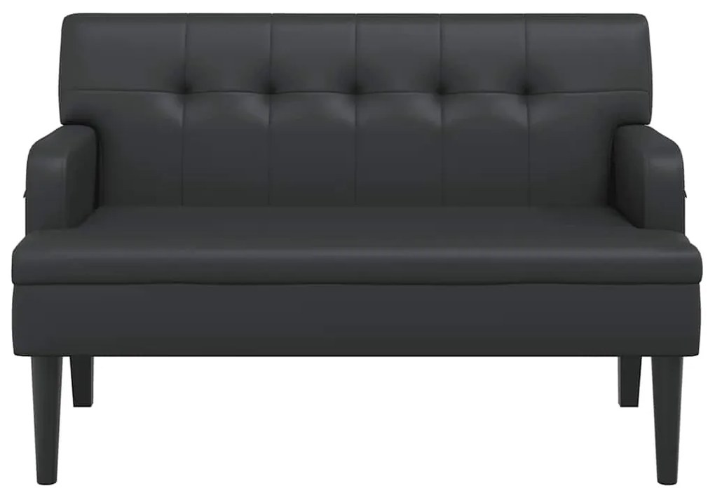 vidaXL Παγκάκι με Πλάτη Μαύρο 112x65,5x75 εκ. από Συνθετικό Δέρμα