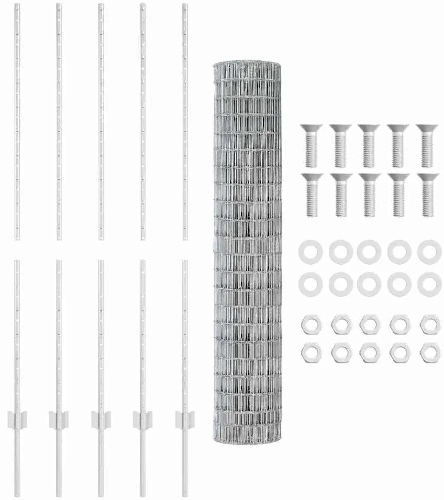 vidaXL Τεντώτο με στήριγμα Ασημί 1,4 x 10 m Ατσάλι