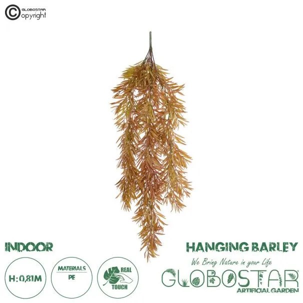 Artificial Garden HANGING BARLEY 20856 Τεχνητό Διακοσμητικό Κρεμαστό Φυτό Κριθάρι Μ26 x Π15 x Υ81cm Globostar 20856