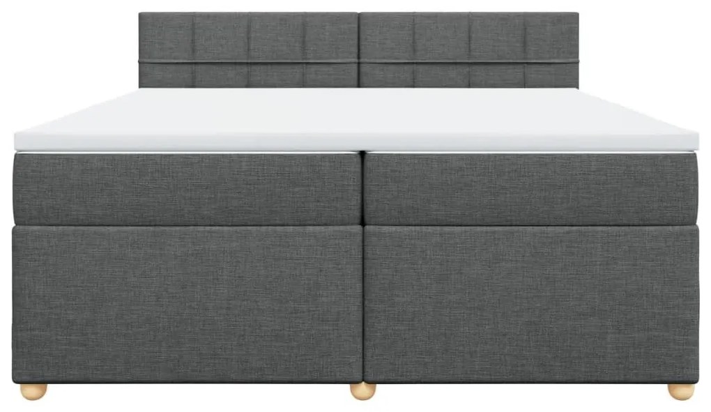 Κρεβάτι Boxspring με Στρώμα Σκούρο Γκρι 200x200 εκ. Υφασμάτινο - Γκρι