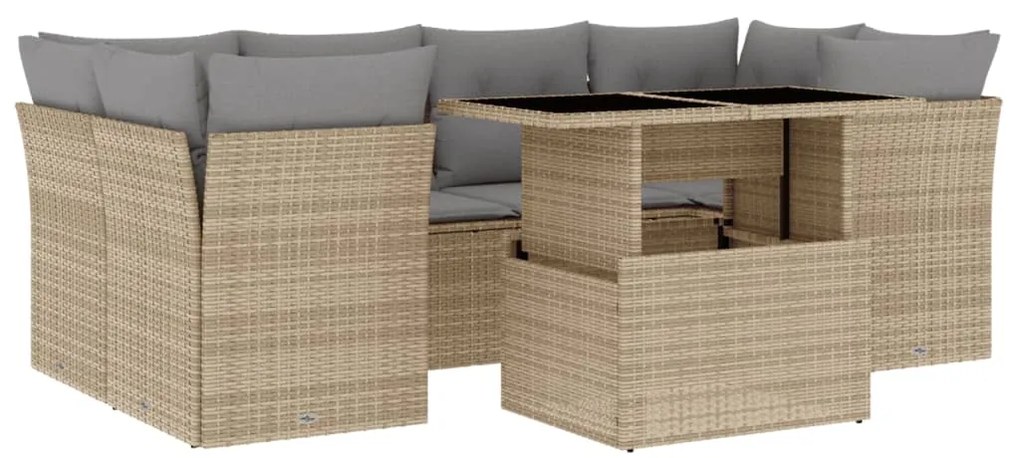 vidaXL Σαλόνι Κήπου Σετ 7 τεμ. Μπεζ Συνθετικό Ρατάν με Μαξιλάρια