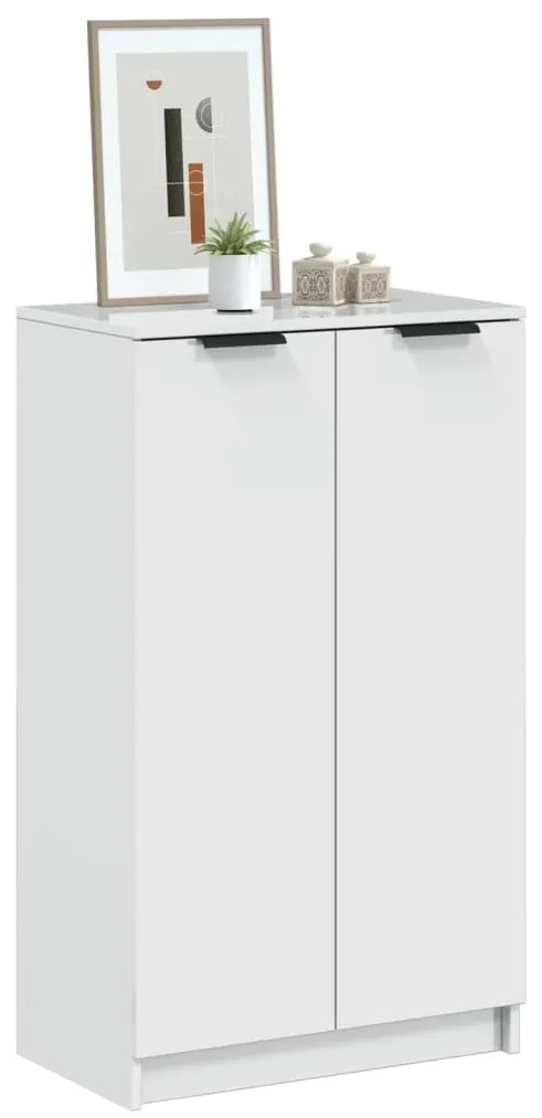 vidaXL Παπουτσοθήκη Γυαλιστερό Λευκό 59x35x100,5 εκ. Επεξεργασμένο Ξύλο