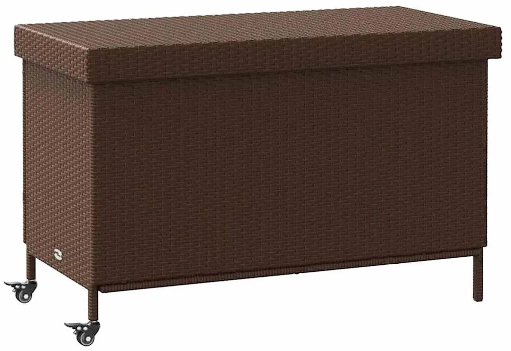 vidaXL Κουτί Αποθήκευσης Κήπου με Ρόδες 110x55x73 εκ. Συνθετικό Ρατάν