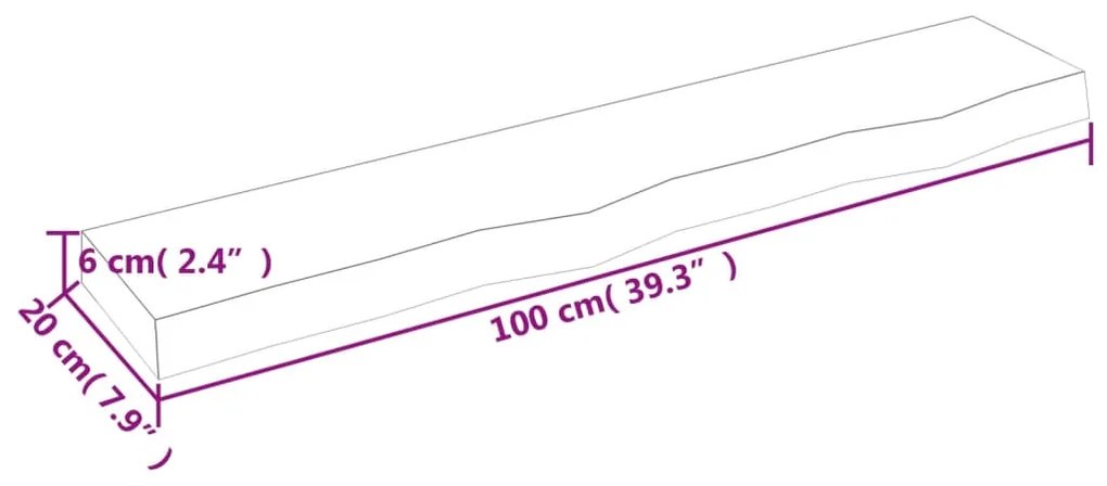 Ράφι Τοίχου Ανοιχτό Καφέ 100x20x6 εκ. Επεξεργ. Μασίφ Ξύλο Δρυός - Καφέ