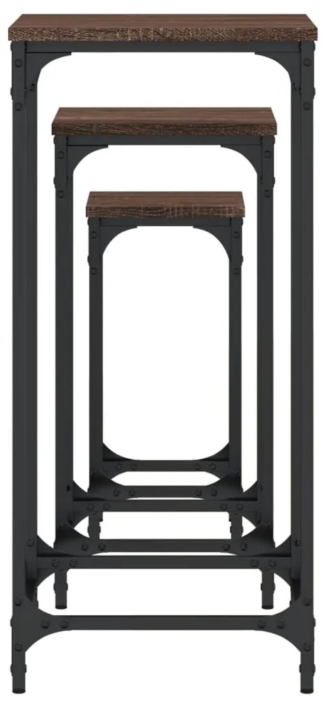 vidaXL Τραπεζάκια Βοηθητικά Στοιβαζόμενα 3 τεμ. Καφέ δρυς Επεξ. Ξύλο