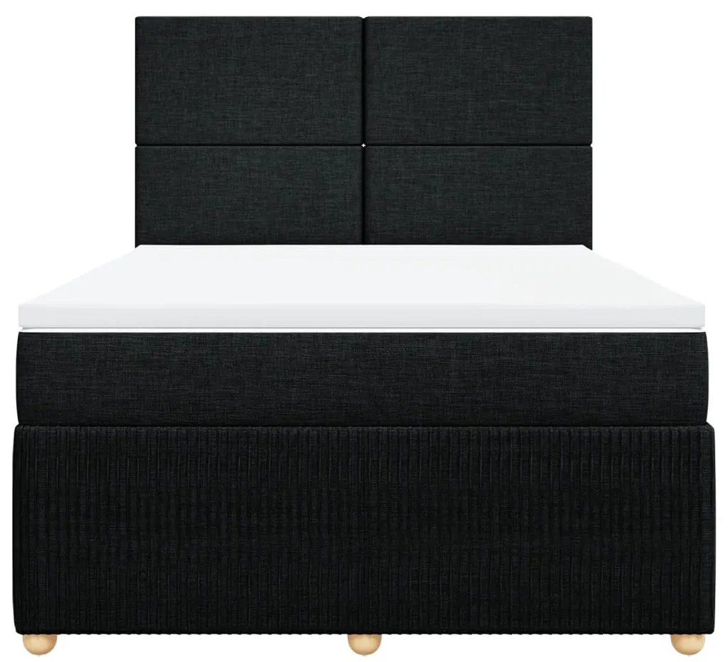 vidaXL Κρεβάτι Boxspring με Στρώμα Μαύρο 140x190 εκ. Υφασμάτινο