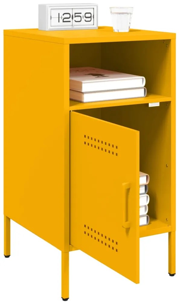 vidaXL Κομοδίνα 2 τεμ. Μουσταρδί 36 x 39 x 68 εκ. από Χάλυβα