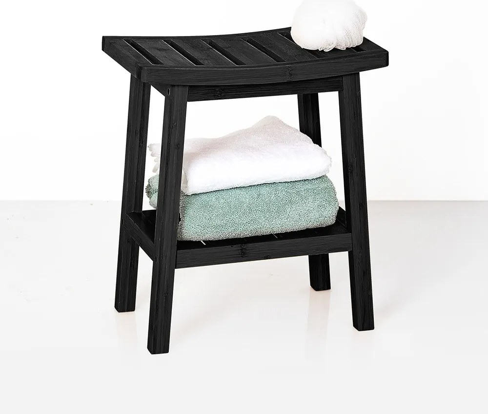 Σκαμπό Με Ράφι (40x25x46) F-V Black 174605A