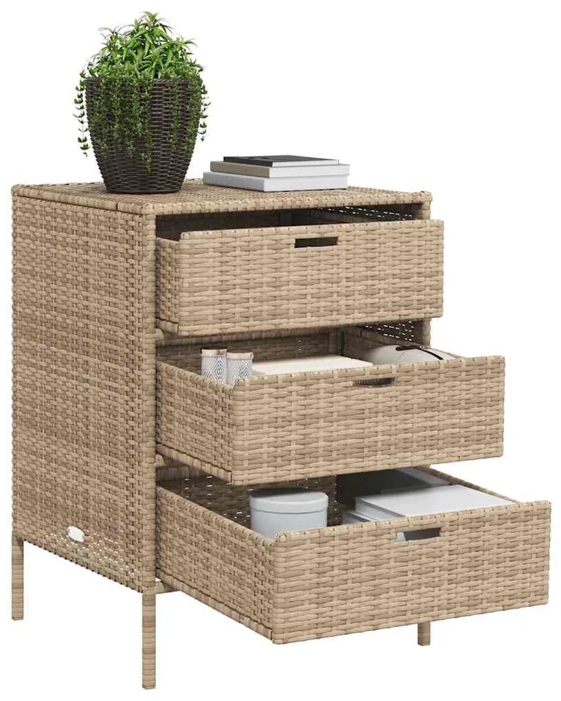 vidaXL Ντουλάπι Αποθήκευσης Κήπου Beige 55x59x80 εκ. Συνθετικό Ρατάν