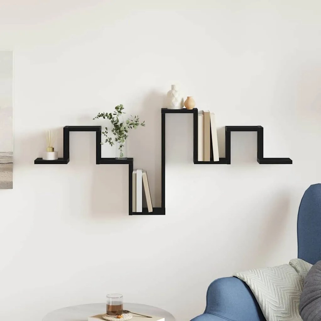 vidaXL Ράφι Τοίχου Επιτοίχιο Μαύρη Οξυά 104.5 x 43 x 10 εκ