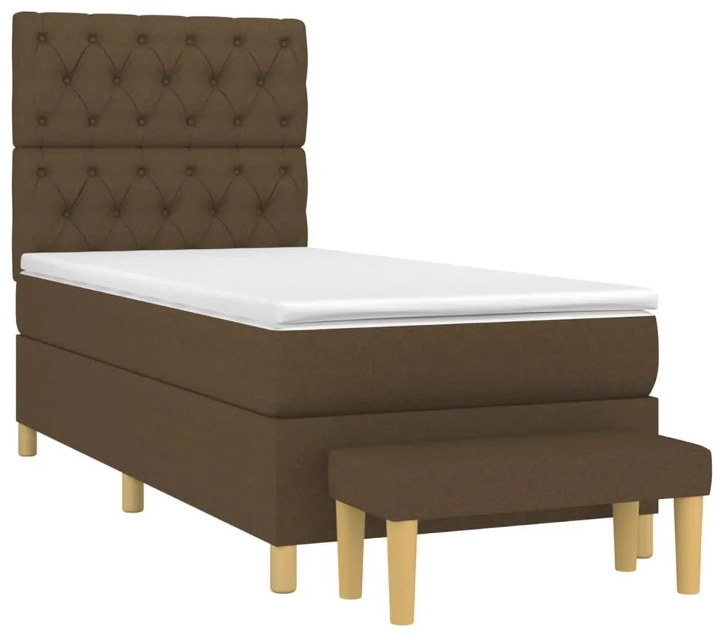 Κρεβάτι Boxspring με Στρώμα Σκούρο Καφέ 80x200 εκ. Υφασμάτινο - Καφέ