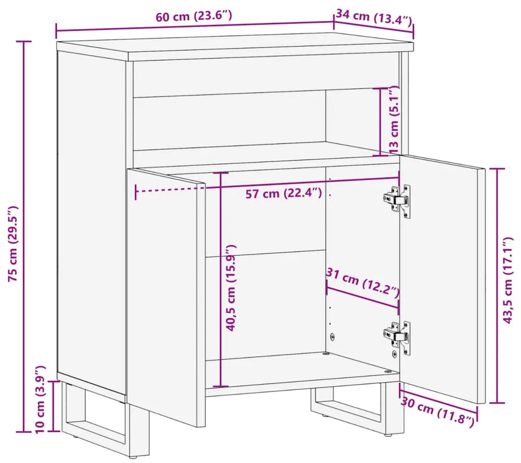 ΝΤΟΥΛΑΠΙ 60 X 34 X 75 ΕΚ. ΑΠΟ ΜΑΣΙΦ ΞΥΛΟ ΜΑΝΓΚΟ 377562