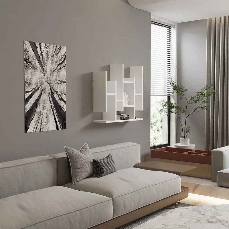 Ραφιέρα τοίχου Bemba pakoworld σε λευκή απόχρωση 70x19,6x68,8εκ