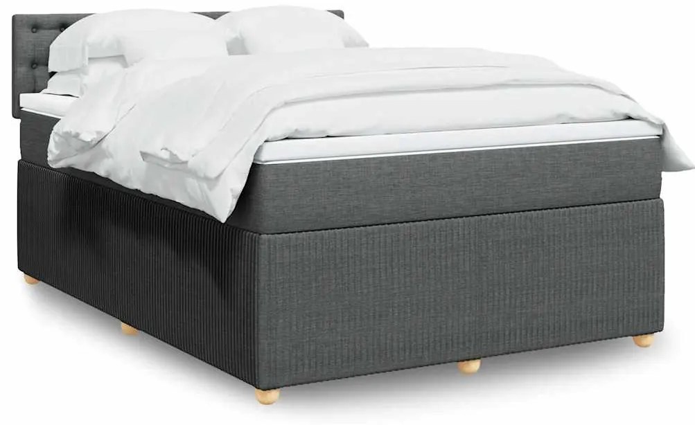 vidaXL Κρεβάτι Boxspring με Στρώμα Σκούρο Γκρι 160x200 εκ Υφασμάτινο