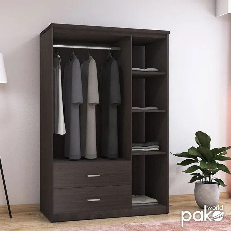 Ντουλάπα ρούχων τρίφυλλη OLYMPUS pakoworld χρώμα wenge 120x57x183εκ - 123-000045 - 123-000045