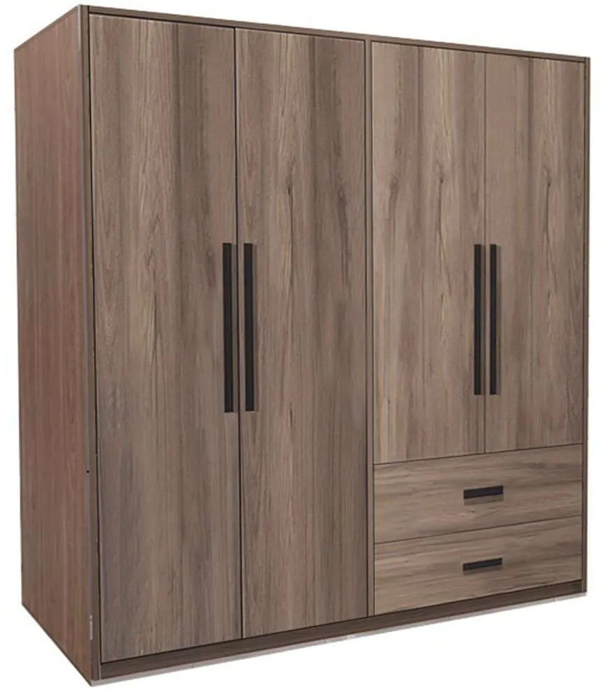 Ντουλάπα Τετράφυλλη Edritte 072-000098 160x52x195cm Light Walnut Four Door