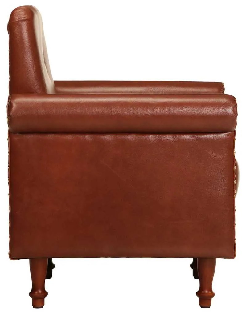 vidaXL Πολυθρόνα Μπάρελ Καφέ από Γνήσιο Δέρμα