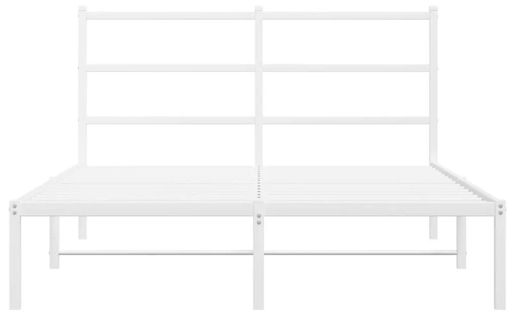 Πλαίσιο Κρεβατιού με Κεφαλάρι Λευκό 140x190 εκ. Μεταλλικό - Λευκό