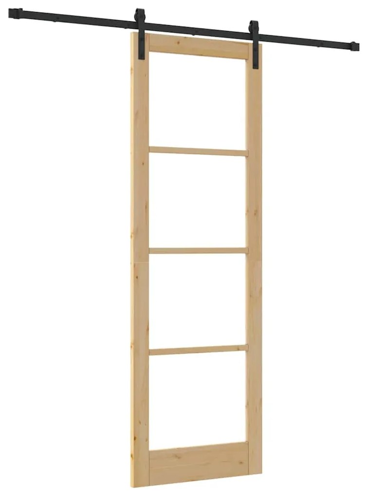 vidaXL Συρόμενη Πόρτα Χειροκίνητος Καφέ 78 x 232 cm Ξύλο και μέταλλο