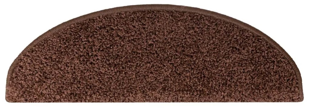 vidaXL Πατάκια Σκαλιών 10 τεμ. Καφέ Ημίστρογγυλά Μεγάλα 65x21x4 εκ.