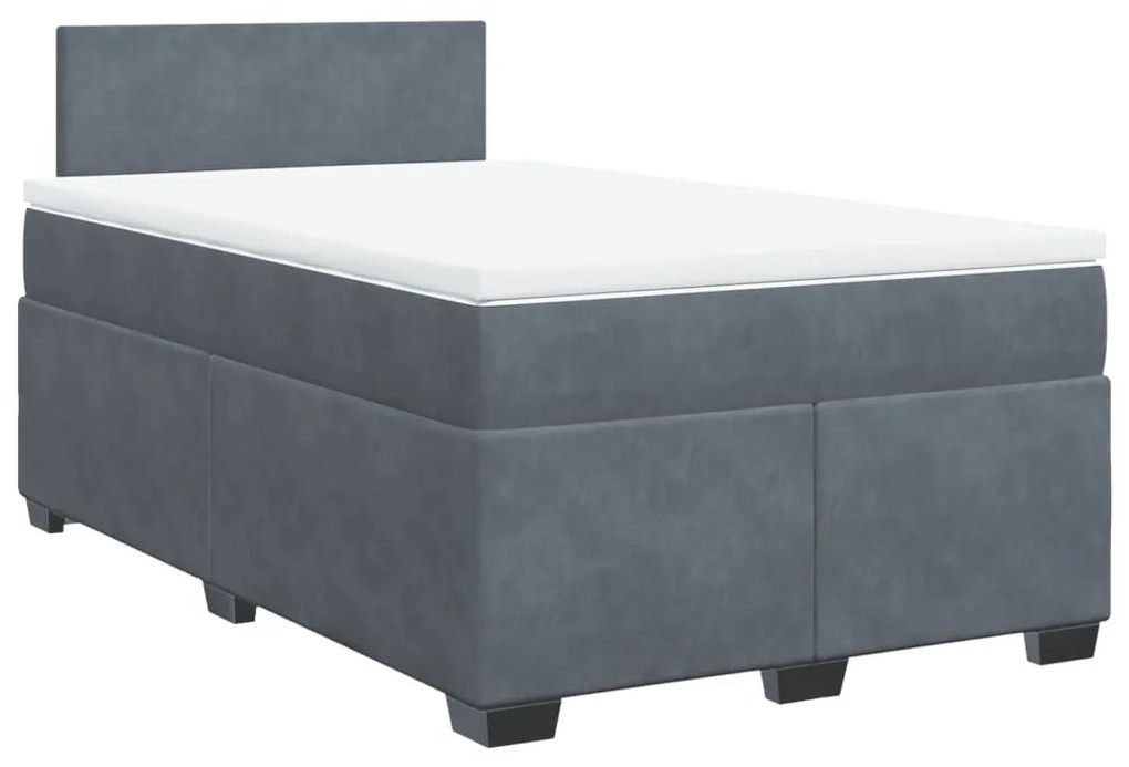 vidaXL Κρεβάτι Boxspring με Στρώμα Σκούρο Γκρι 120x190 εκ. Βελούδινο