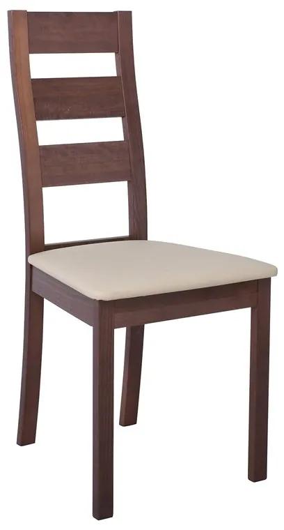 MILLER Καρέκλα Οξιά Καρυδί, PVC Εκρού -  45x52x97cm