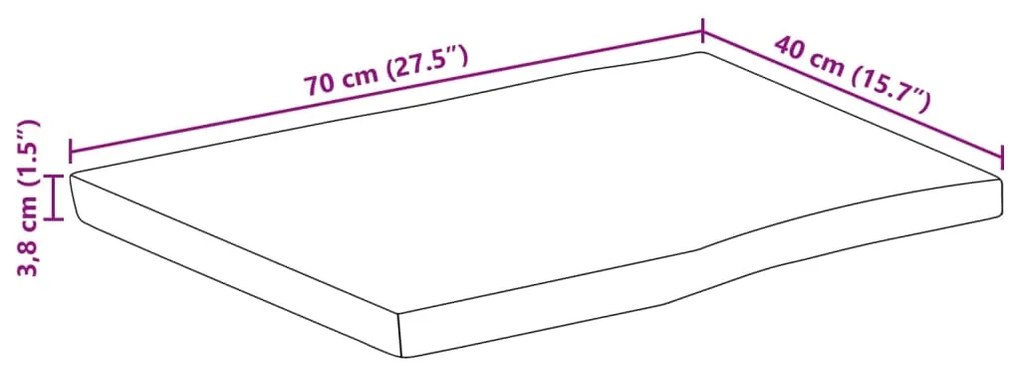 ΕΠΙΦΑΝΕΙΑ ΤΡΑΠΕΖΙΟΥ 70X40X3,8 ΕΚ. LIVE EDGE ΜΑΣΙΦ ΞΥΛΟ ΜΑΝΓΚΟ 370777