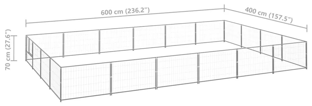vidaXL Σπιτάκι Σκύλου Ασημί 24 μ² Ατσάλινο