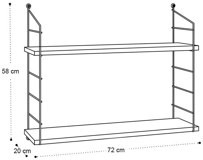 Ραφιέρα τοίχου Armoni Megapap χρώμα sacramento oak - καφέ μέταλλο 72x20x58εκ.