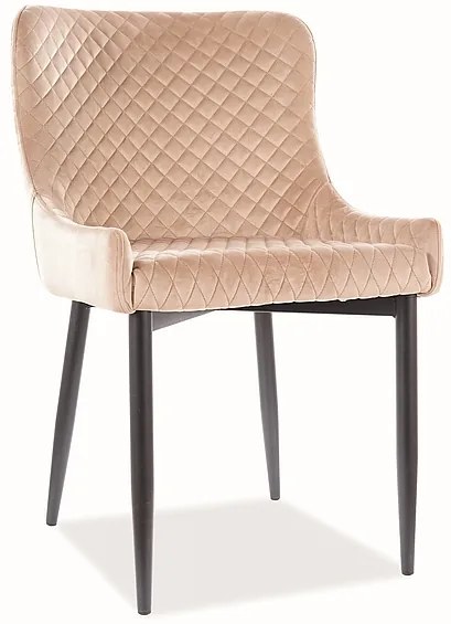 Επενδυμένη καρέκλα τραπεζαρίας Colin B 52x45x82 μεταλλική μαύρη βάση/μπεζ βελούδο bluvel 28 DIOMMI COLINBVCBE1
