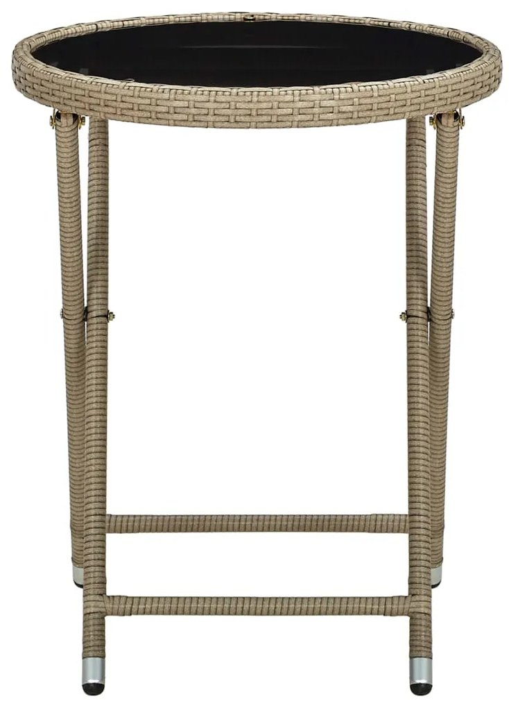 vidaXL Τραπέζι Βοηθητικό Μπεζ 60 εκ. Συνθετικό Ρατάν / Ψημένο Γυαλί