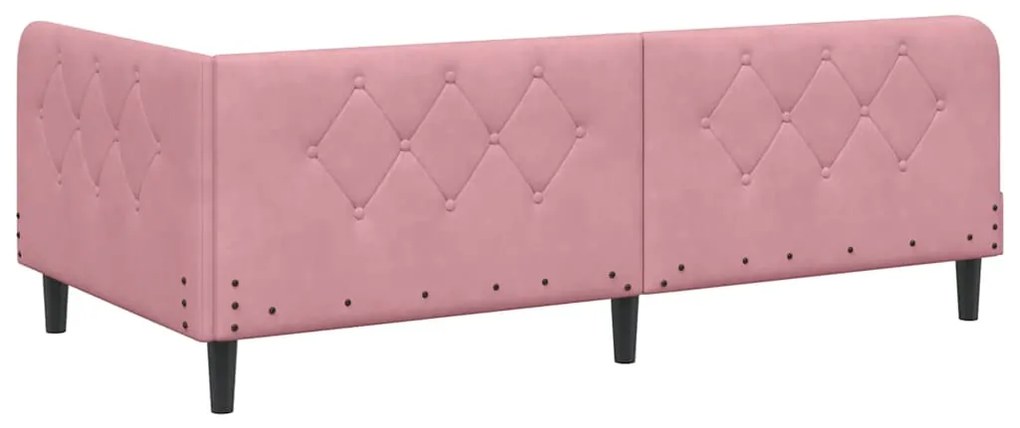 vidaXL Κρεβάτι Γωνίας με κεφαλάρι Ροζ 100 x 200 cm Βελούδο