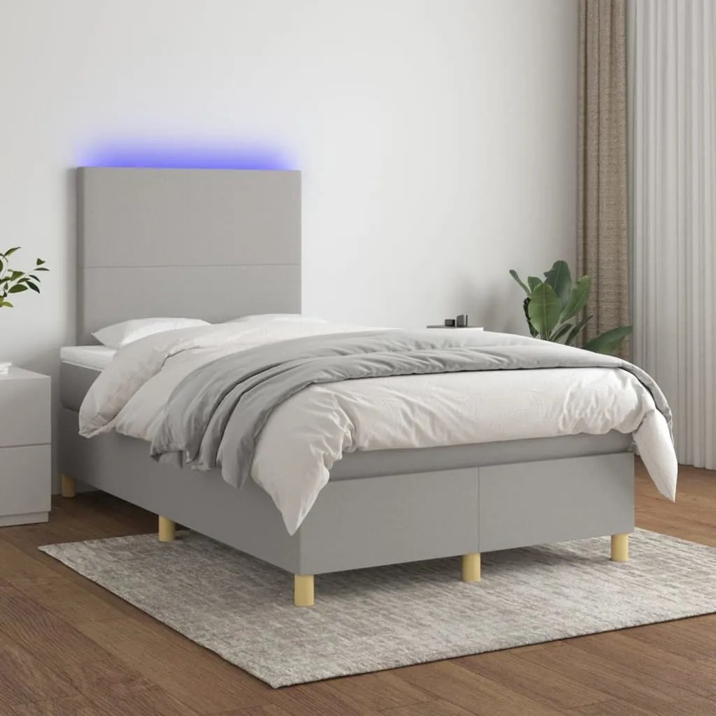 ΚΡΕΒΑΤΙ BOXSPRING ΜΕ ΣΤΡΩΜΑ &amp; LED ΑΝ.ΓΚΡΙ 120X200 ΕΚ ΥΦΑΣΜΑΤΙΝΟ 3135261