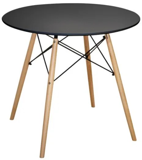 ΤΡΑΠΕΖΙ MINIMAL ΣΤΡΟΓΓΥΛΟ HM0059.02 MDF ΣΕ ΜΑΥΡΟ-ΠΟΔΙΑ ΟΞΙΑΣ ΦΥΣΙΚΟ Φ80Χ72Υεκ.