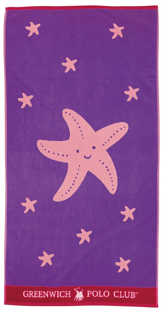 Πετσέτα Θαλάσσης Βαμβακερή 70x140εκ. Beach Towels 3898 Μωβ-Κόκκινη-Ροζ Greenwich Polo Club Junior