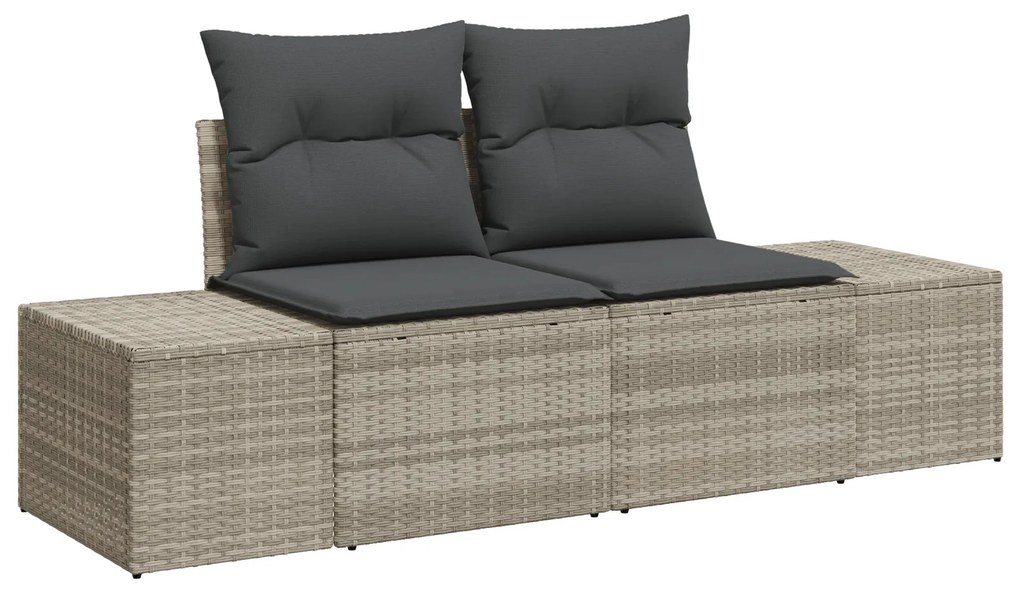 vidaXL Set Καναπέ Κήπου 6 Τεμαχίων  με μαξιλάρια σε ανοιχτό γκρι πολυρατάνα.