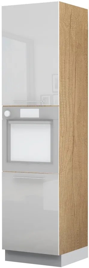 Επιδαπέδιο ντουλάπι φούρνου ψηλό Raval K23-60-2KR-Φυσικό - Λευκό γυαλιστερό - 60.00Χ60.00Χ235.00cm