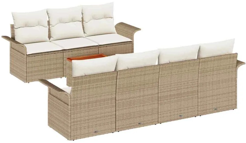 vidaXL Σετ Καναπέ Κήπου 8 pcs Μπεζ Πολυ ράταν