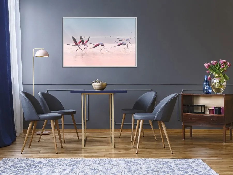 Αφίσα - Flamingos Breaking into a Flight - 60x40 - Χρυσό - Χωρίς πασπαρτού