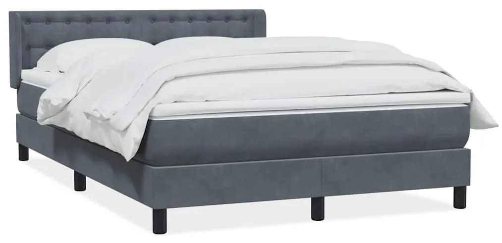 vidaXL Κρεβάτι Boxspring με Στρώμα Σκούρο Γκρι 140x210 εκ. Βελούδινο