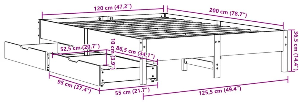 ΣΚΕΛΕΤΟΣ ΚΡΕΒΑΤΙΟΥ ΧΩΡΙΣ ΣΤΡΩΜΑ 120X200 ΕΚ ΜΑΣΙΦ ΞΥΛΟ ΠΕΥΚΟΥ 3301713