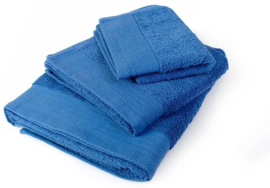 Πετσέτες Σετ 3τμχ Πενιέ Blue DimCol Σετ Πετσέτες 100% Cotton