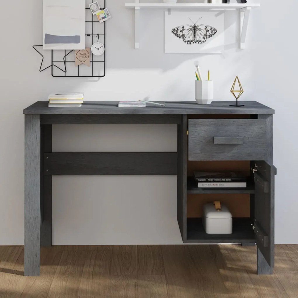 vidaXL Γραφείο HAMAR Σκ. Γκρι 113 x 50 x 75 εκ. Μασίφ Ξύλο Πεύκου