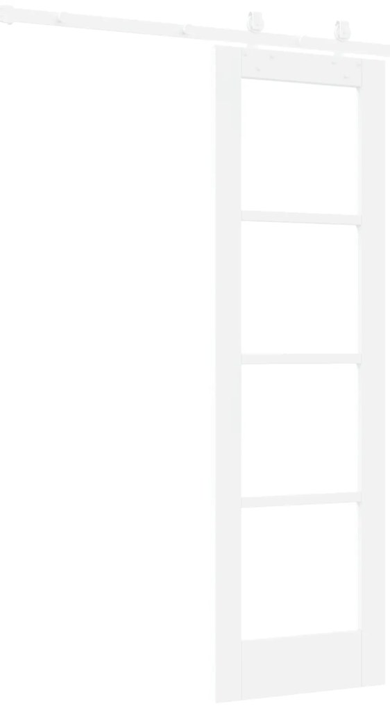 vidaXL Συρόμενη Πόρτα  με Σετ Εξαρτημάτων Λευκή 61x198.5 εκ. Συμπαγές Ξύλο Πεύκου