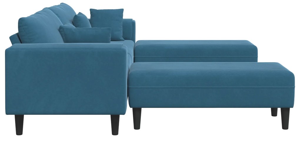 vidaXL Βελούδινος καναπές με μαξιλάρι 3 pcs Μπλε 208 εκ. Βελούδο