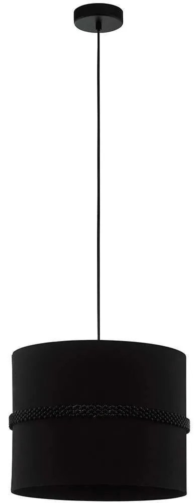 Φωτιστικό Οροφής Paraguaio 390033 Φ36x150cm 1xE27 40W Black Eglo Steel,Fabric,Glass