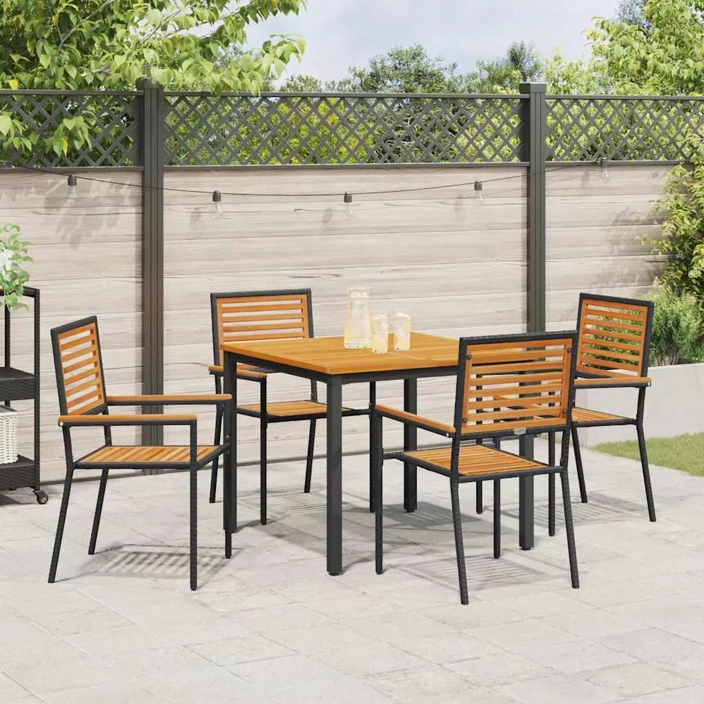 vidaXL Σέτ φαγητού για κήπο 5 pcs Μαύρο 90 x 90 x 75 cm