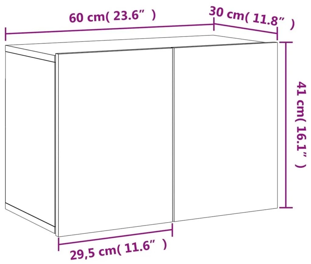 Ντουλάπι Τοίχου Τηλεόρασης Καφέ Δρυς 60 x 30 x 41 εκ. - Καφέ