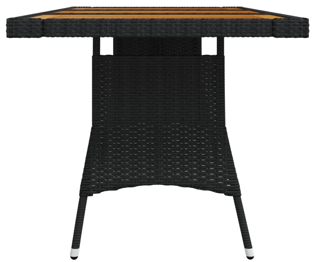 vidaXL Τραπέζι Κήπου Μαύρο 160x70x72 εκ Συνθ. Ρατάν/Μασίφ Ξύλο Ακακίας