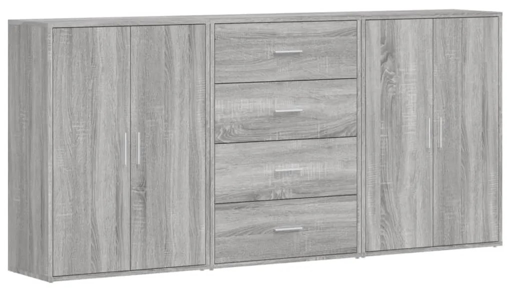 vidaXL Βοηθητικά Ντουλάπια 3 τεμ. Γκρι Sonoma 60x31x84 εκ. Επεξ. Ξύλο